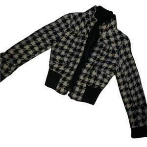 Chic Black and White Houndstooth Women's Jacket